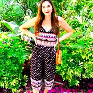 Ganji LA printed jumpsuit black and red Small